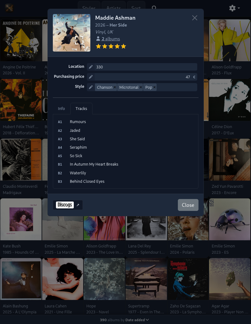 Album Details and Shelf Location